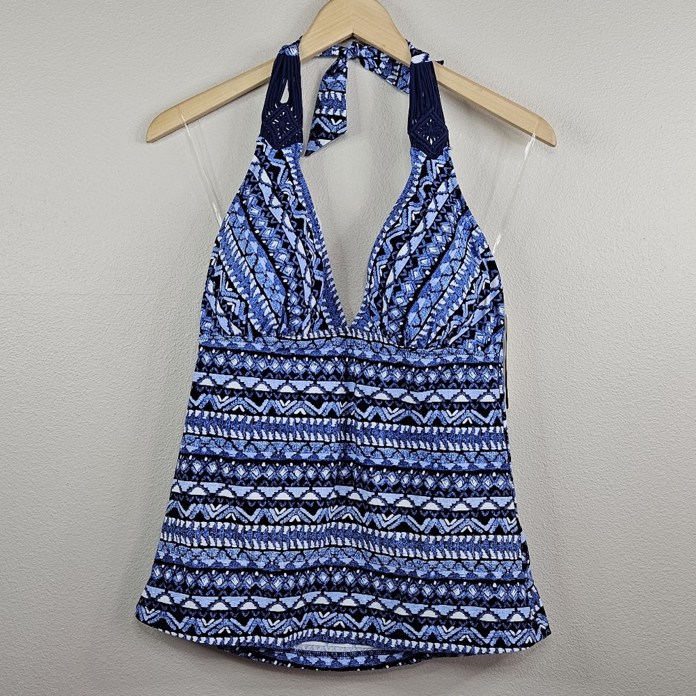 Gottex Halter Tankini With Macreme Detail Sz 16